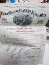 Mutual Reserve Fund Life Association (New York USA) Policy of Insurance - Isak Isaksson Walli, 26.6.1891, Lappo (Lappohja), 5 000 Smk -henkivakuutusasiakirja,