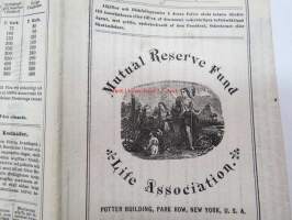 Mutual Reserve Fund Life Association (New York USA) Policy of Insurance - Matts Sjöblom, 9.5.1892, Lappo (Lappohja), 2 000 Smk -henkivakuutusasiakirja, Suomessa