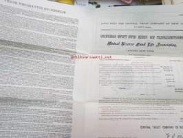 Mutual Reserve Fund Life Association (New York USA) Policy of Insurance - Matts Sjöblom, 9.5.1892, Lappo (Lappohja), 2 000 Smk -henkivakuutusasiakirja, Suomessa