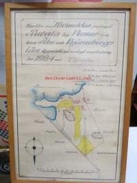 Karta över &quot;Kivinokka&quot; prsell i Tuvala by Pemar socken Åbo och Björneborgs län. Upprättad enligt nötning år 1924 av I. Karanko -kehystetty karttapiirros