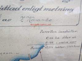 Karta över &quot;Kivinokka&quot; prsell i Tuvala by Pemar socken Åbo och Björneborgs län. Upprättad enligt nötning år 1924 av I. Karanko -kehystetty karttapiirros