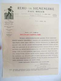 Rehu- ja siemenliike Paul Bruun, Torkkelinkatu Viipuri 17.11.1923 -asiakirja