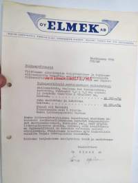 Oy Elmek Ab, Helsinki, kesäkuu 1956 -asiakirja