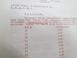 Oy Finarce Ab, Helsinki, 21.7.1951 -asiakirja