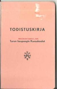 Turun kaupungin kansakoulut, Todistuskirja 1953-59  - todistus