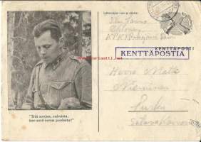 &quot;...sotii sanan puolesta&quot;  - kenttäpostikortti kulkenut 1941