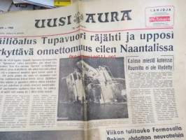 Uusi Aura 6.10.1958 -sanomalehti, &quot;Säiliölaiva TUPAVUORI räjähti ja upposi - Järkyttävä onnettomuus Naantalissa&quot;