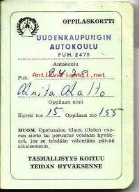 Oppilaskortti  1962