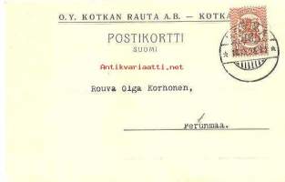 Kotkan Rauta Oy, Kotka  firmakortti  18.4.1926     firmakuori