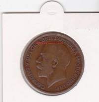 Iso-Britannia:  Great Britain one penny 1912 George V. 1 pennin kolikko.