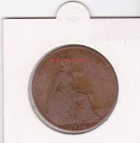 Iso-Britannia:  Great Britain one penny 1916 George V. 1 pennin kolikko.