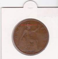 Iso-Britannia:  Great Britain one penny 1918 George V. 1 pennin kolikko.