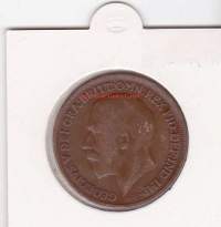 Iso-Britannia:  Great Britain one penny 1918 George V. 1 pennin kolikko.