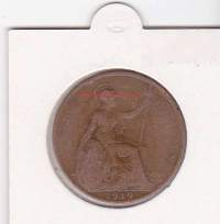 Iso-Britannia:  Great Britain one penny 1919 George V. 1 pennin kolikko.