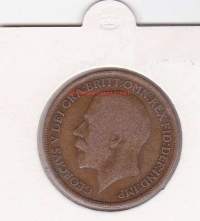 Iso-Britannia:  Great Britain one penny 1919 George V. 1 pennin kolikko.