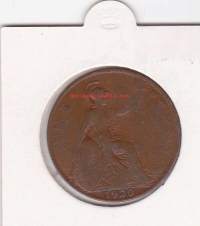 Iso-Britannia:  Great Britain one penny 1920 George V. 1 pennin kolikko.