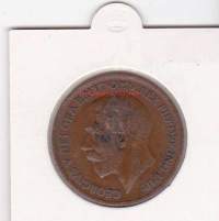 Iso-Britannia:  Great Britain one penny 1920 George V. 1 pennin kolikko.