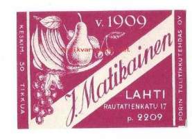 J. Martikainen, Lahti -  tulitikkuetiketti