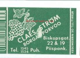 Claes Ström, Porvoo -  tulitikkuetiketti
