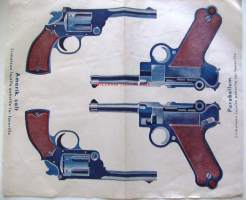 Parabellum ja Amerik. Colt  Liiimaa lujalle pahville tai fanerille  - leikkaamaton arkki  30x35 cm