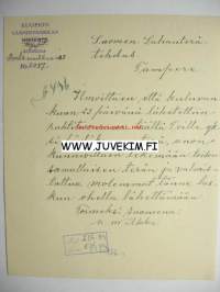 Kuopion Lääninvankilan johtaja Kuopio 26.3.1923 -asiakirja