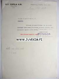 O.Y. Yxpila A.B. Ykspihlaja 21.7.1945 -asiakirja