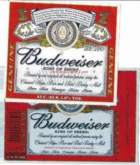 Budweiser   -  olutetiketti  2 kpl