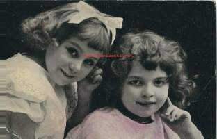 Kaverukset  - lapsipostikortti 1911 kulkenut nyrkkipostissa