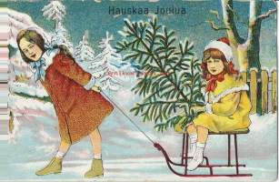 Hauskaa Joulua   - lapsipostikortti kulkenut nyrkkipostissa ( vanha kortti)