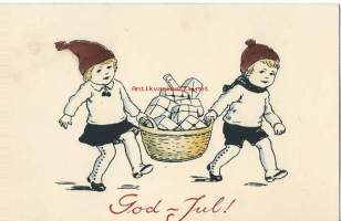 God Jul    - lapsipostikortti kulkenut 1922 Suomessa