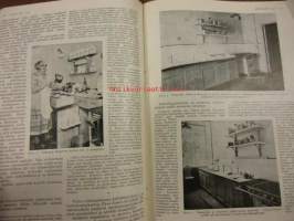 Kotiliesi 1927 / 7 Huhtikuu.Omakoti-numero.Kansik,Vieraita odotetaan.Carolu Lindberg;Maalainen rakennustyylioikeuksiinsa.Ryijysohva,Hanna-Liisa