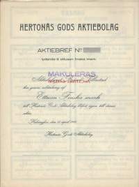 Hertonäs Gods Ab , osakekirja H:fors 15.4.1916
