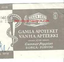 Vanha  Apteekki  Porvoo - resepti signatuuri  1966