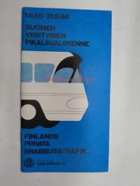 Suomen yksityinen pikalinjaliikenne 1.6.1965-31.5.1966 Finlands privata snabbustrafik -linja-auto aikataulukirja