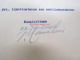 Juho Lindgrén, Wiipuri, (Viipuri) 23.11.1925 -asiakirja
