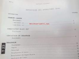 Saviem MR 200 T 23 Équipementnt Électrique Type TP 3L 39 - T 24 Cheminement des faisceaux, U 23 Cabine 822, U 24 Fourgon SB 2, V 22 Carcasse plateau, Carcasse