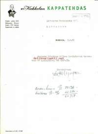 Kokkolan Kappatehdas Oy 1958  - firmalomake