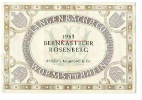 Bernkasteler Rosenberg 1963- viinietiketti,  viinaetiketti