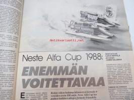 Vauhdin maailma 1988 nr 6 -mm. Formula 1 kasvo Nigel Mansell, Formula 1 Imola ja monaco, FHRA Amrican Car Show, Ralli-SM artukainen ja ahvenisto,F-4 venekausi