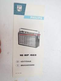 Philips  10 RP 463 matkaradio käyttöohje suomeksi ja ruotsiksi