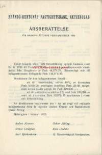 Brandö-Herttonäs Fastighetsbank Ab  årberättelse  1924  -vuosikertomus