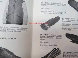 Ahon Turkis, Mieto -postimyyntiluettelo 1967, turkit, turkislakit, saappaat, hansikkaat, autovällyt, istuinsuojat