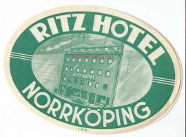 Hotel Ritz, Norrköping   - hotellimerkki , matkalaukkumerkki