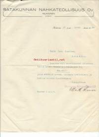 Satakunnan Nahkateollisuus Oy, Kiukainen 1924- firmalomake