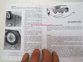 Volkswagen Transporter Betriebsanleitung ausgabe August 1963 -käyttöhjekirja saksaksi, kopio