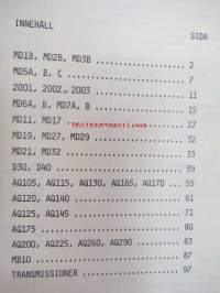 Volvo Penta &quot;Mec Check&quot; Manual -moottoreiden mallikohtaiset tekniset tiedot