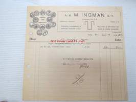 Ab M. Ingman Oy, Turku / Oy Rakentaja, Karkku, 23.8.1923 -asiakirja
