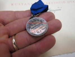 Ole Arthur Kytöhonka - Otavan ansiomitali 16.5.1952 - mitali ja myöntökirja, allekirjoitus Kari Reenpää