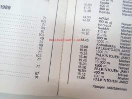 Kalevan kisat Turussa 28.-30.7.1989 käsiohjelma