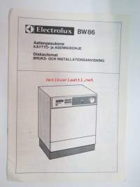 Electrolux BW86 Astianpesukone käyttö- ja asennusohjekirja